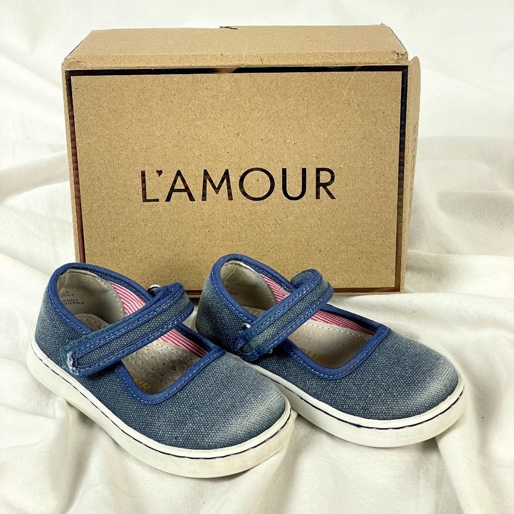 L'Amour Toddler Baby Shoes Size 6 Blue Chambray Style 630